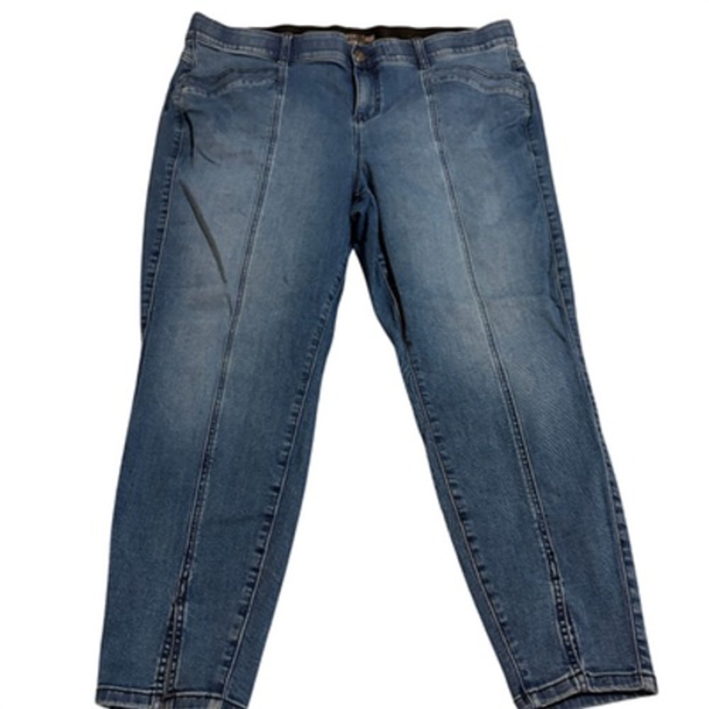 TORRID Jeans Bombshell Skinny Mid Rise Womens 22R Blue Stretch Ankle Slit Plus